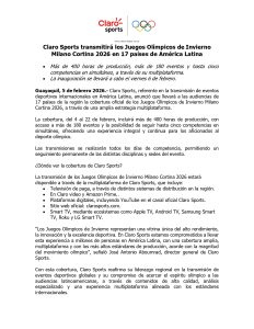 Claro Sports transmitirá los Juegos Olímpicos de Invierno Milano Cortina 2026 en 17 países de América Latina
